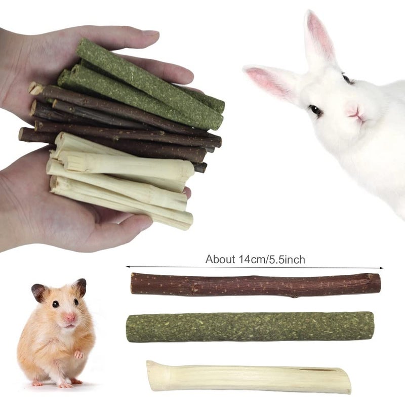 Dbeans Flourithing 150g 3 Types of Combined Chew Toys Molar Sticks Sweet Bamboo Apple Branch Timothy Grass for Pets Chinchilla Squirrel Gerbil Hamster Squirrel Guinea Pigs - Image 2